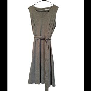 NWT Calvin Klein Sleeveless Fit & Flare A-line Belted Dress SZ 8 Grey
